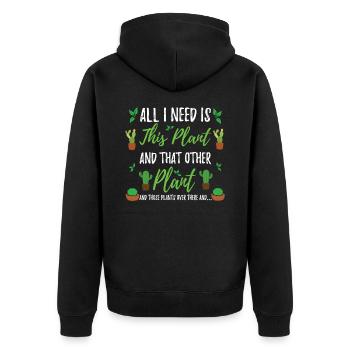 Plants Collectors - Unisex Premium Organic Zip Hoodie - black - Back - Nico (187cm)