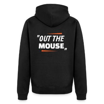 Aus die Maus Denglisch Lustige Sprüche Cool - Unisex Premium Bio Zip Hoodie - Schwarz - Hinten - Nico (187cm)