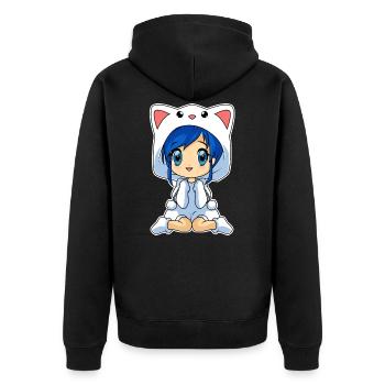 Anime Chibi Girl - Unisex Premium Organic Zip Hoodie - black - Back - Nico (187cm)
