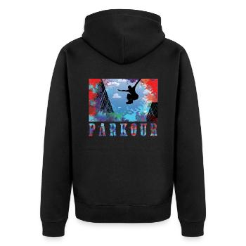 Parkour - Unisex Premium Organic Zip Hoodie - black - Back - Nico (187cm)
