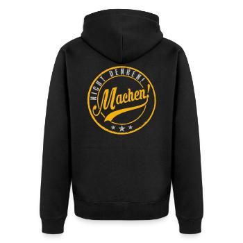Nicht denken - machen! - Unisex Premium Bio Zip Hoodie - Schwarz - Hinten - Nico (187cm)
