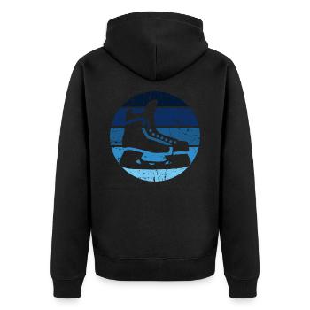 Schlittschuh - Unisex Premium Bio Zip Hoodie - Schwarz - Hinten - Nico (187cm)