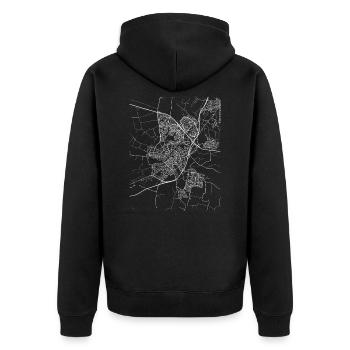 Minimal Amersfoort Stadtplan und Straßen - Unisex Premium Bio Zip Hoodie - Schwarz - Hinten - Nico (187cm)