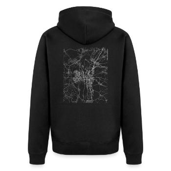 Minimaler Maastricht Stadtplan und Straßen - Unisex Premium Bio Zip Hoodie - Schwarz - Hinten - Nico (187cm)