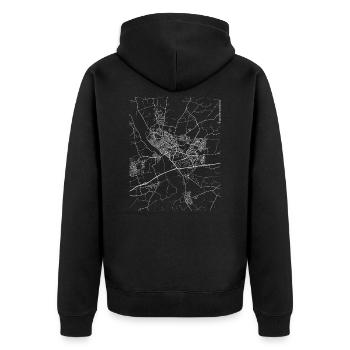 Minimal Deventer city map and streets - Unisex Premium Organic Zip Hoodie - black - Back - Nico (187cm)