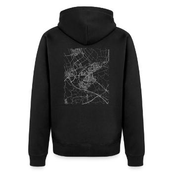 Minimaler Stadtplan und Straßen von Almelo - Unisex Premium Bio Zip Hoodie - Schwarz - Hinten - Nico (187cm)
