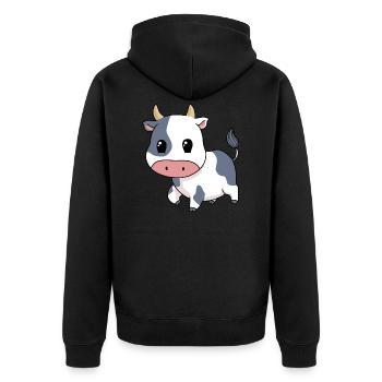 Little cute cow - Unisex Premium Organic Zip Hoodie - black - Back - Nico (187cm)
