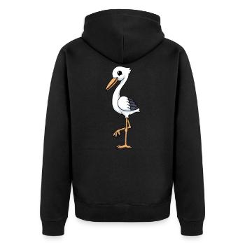 Lustiger Comic Storch - Unisex Premium Bio Zip Hoodie - Schwarz - Hinten - Nico (187cm)