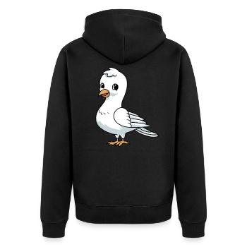 Kleine weiße Taube - Unisex Premium Bio Zip Hoodie - Schwarz - Hinten - Nico (187cm)