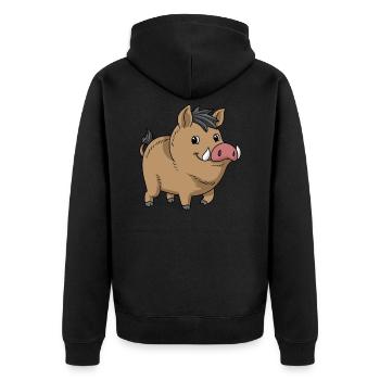 Sanglier dessin animé - Veste à capuche bio Premium Unisexe - noir - Dos - Nico (187cm)