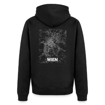 Wien city map and streets - Unisex Premium Organic Zip Hoodie - black - Back - Nico (187cm)
