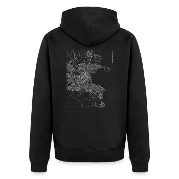 Plan et rues de la ville de Dublin - Veste à capuche bio Premium Unisexe - noir - Dos - Nico (187cm)