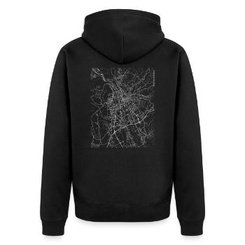 Minimal Graz city map and streets - Unisex Premium Organic Zip Hoodie - black - Back - Nico (187cm)