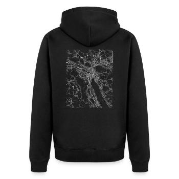 Minimal Zürich Stadtplan und Strassen - Unisex Premium Bio Zip Hoodie - Schwarz - Hinten - Nico (187cm)