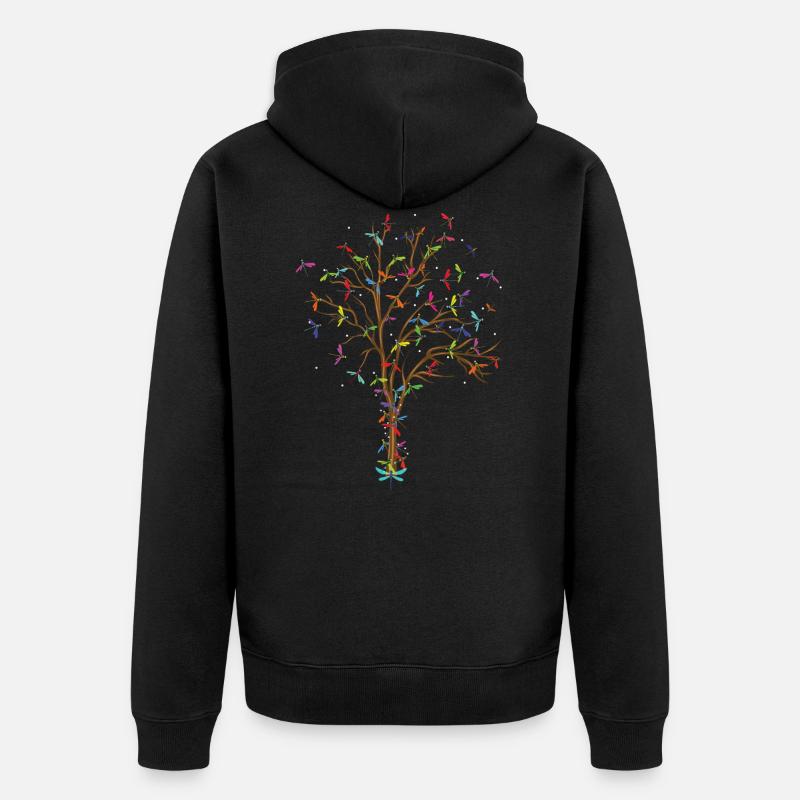 Libelle Baum - Unisex Premium Bio Zip Hoodie - Schwarz
