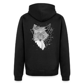 Polygon Wolf - Unisex Premium Bio Zip Hoodie - Schwarz - Hinten - Nico (187cm)
