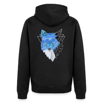 Blauer Polygon Wolf - Unisex Premium Bio Zip Hoodie - Schwarz - Hinten - Nico (187cm)