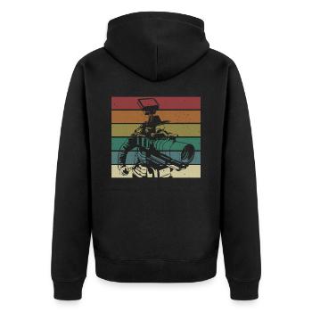 Kameramann - Unisex Premium Bio Zip Hoodie - Schwarz - Hinten - Nico (187cm)