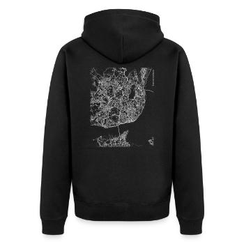 Plan et rues de la ville de Lisboa - Veste à capuche bio Premium Unisexe - noir - Dos - Nico (187cm)