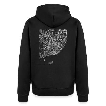 Plan minimal de la ville de Lisbonne et rues - Veste à capuche bio Premium Unisexe - noir - Dos - Nico (187cm)