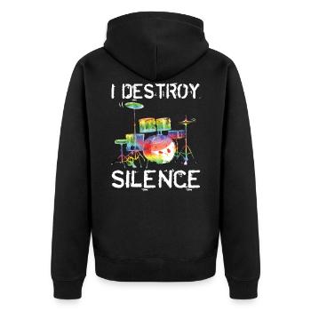 Le batteur détruit le silence - Veste à capuche bio Premium Unisexe - noir - Dos - Nico (187cm)
