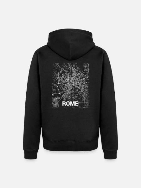Rom Stadtplan und Straßen - Unisex Premium Bio Zip Hoodie - Schwarz