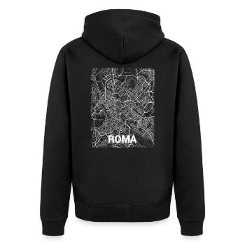 Rom Zentrum Stadtplan und Straßen - Unisex Premium Bio Zip Hoodie - Schwarz - Hinten - Nico (187cm)