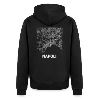 Plan de Napoli et rues - Veste à capuche bio Premium Unisexe - noir - Dos - Nico (187cm)