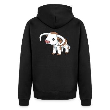 Comic English Longhorn - Unisex Premium Bio Zip Hoodie - Schwarz - Hinten - Nico (187cm)