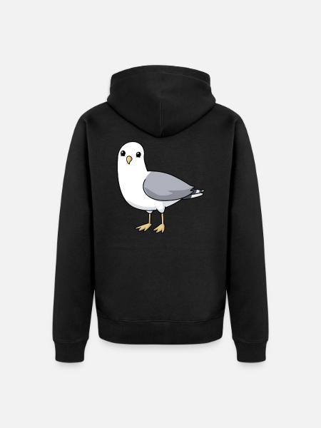 Comic Möwe Gull - Unisex Premium Bio Zip Hoodie - Schwarz