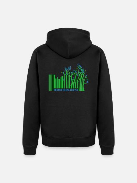 Reduce And Recycle - Unisex Premium Organic Zip Hoodie - black