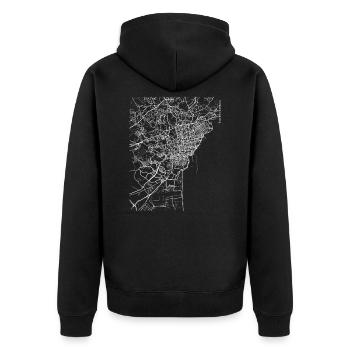 Minimaler Catania Stadtplan und Straßen - Unisex Premium Bio Zip Hoodie - Schwarz - Hinten - Nico (187cm)