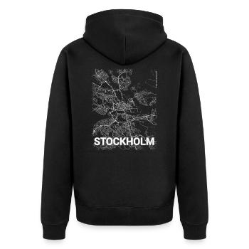 Plan de la ville et rues de Stockholm - Veste à capuche bio Premium Unisexe - noir - Dos - Nico (187cm)