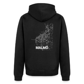 Malmö Stadtplan und Straßen - Unisex Premium Bio Zip Hoodie - Schwarz - Hinten - Nico (187cm)