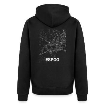 Espoo city map and streets - Unisex Premium Organic Zip Hoodie - black - Back - Nico (187cm)