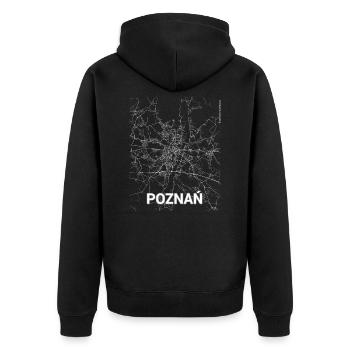 Poznan city map and streets - Unisex Premium Organic Zip Hoodie - black - Back - Nico (187cm)