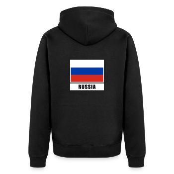 Russland russisch Flagge Fahne - Unisex Premium Bio Zip Hoodie - Schwarz - Hinten - Nico (187cm)