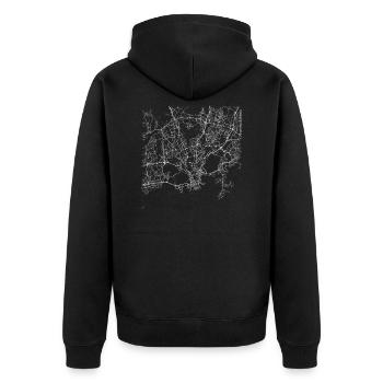Minimaler Stadtplan von Helsinki und Straßen - Unisex Premium Bio Zip Hoodie - Schwarz - Hinten - Nico (187cm)