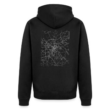 Minimal Wroclaw city map and streets - Unisex Premium Organic Zip Hoodie - black - Back - Nico (187cm)