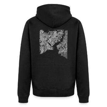 Minimal Istanbul center city map and streets - Unisex Premium Organic Zip Hoodie - black - Back - Nico (187cm)