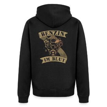 Benzin im Blut - Unisex Premium Bio Zip Hoodie - Schwarz - Hinten - Nico (187cm)
