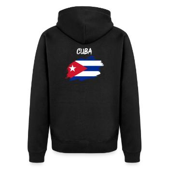 Kuba kubanisch Flagge Fahne - Unisex Premium Bio Zip Hoodie - Schwarz - Hinten - Nico (187cm)