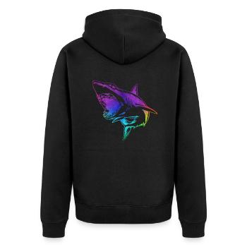 Requin contour coloré - Veste à capuche bio Premium Unisexe - noir - Dos - Nico (187cm)