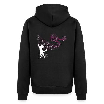 Cat attrape des notes de musique - Veste à capuche bio Premium Unisexe - noir - Dos - Nico (187cm)