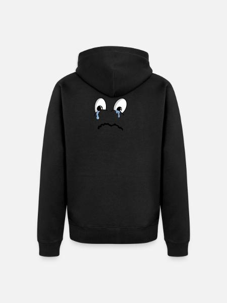 Sad Face Comic Tears - Unisex Premium Organic Zip Hoodie - black