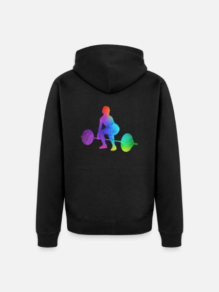 Girl weightlifter weightlifting women - Unisex Premium Organic Zip Hoodie - black