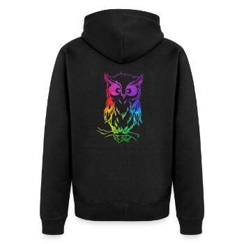 Süße Bunte Eule - Unisex Premium Bio Zip Hoodie - Schwarz - Hinten - Nico (187cm)