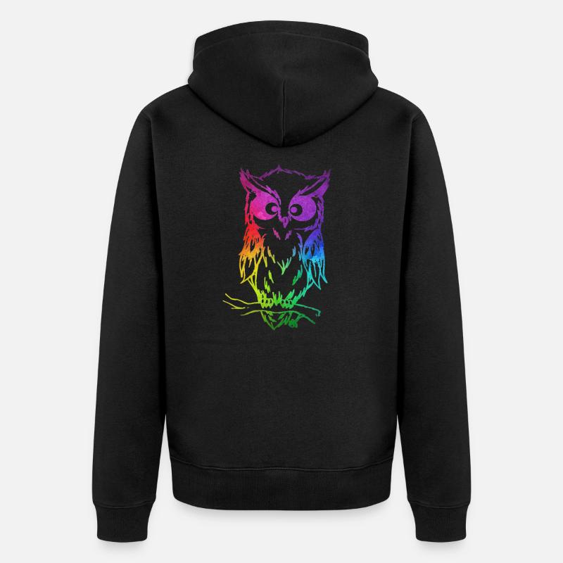 Süße Bunte Eule - Unisex Premium Bio Zip Hoodie - Schwarz