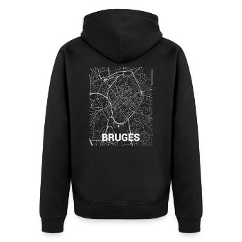 Plan de la ville de Bruges et rues - Veste à capuche bio Premium Unisexe - noir - Dos - Nico (187cm)