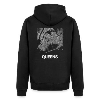 Queens city map and streets - Unisex Premium Organic Zip Hoodie - black - Back - Nico (187cm)
